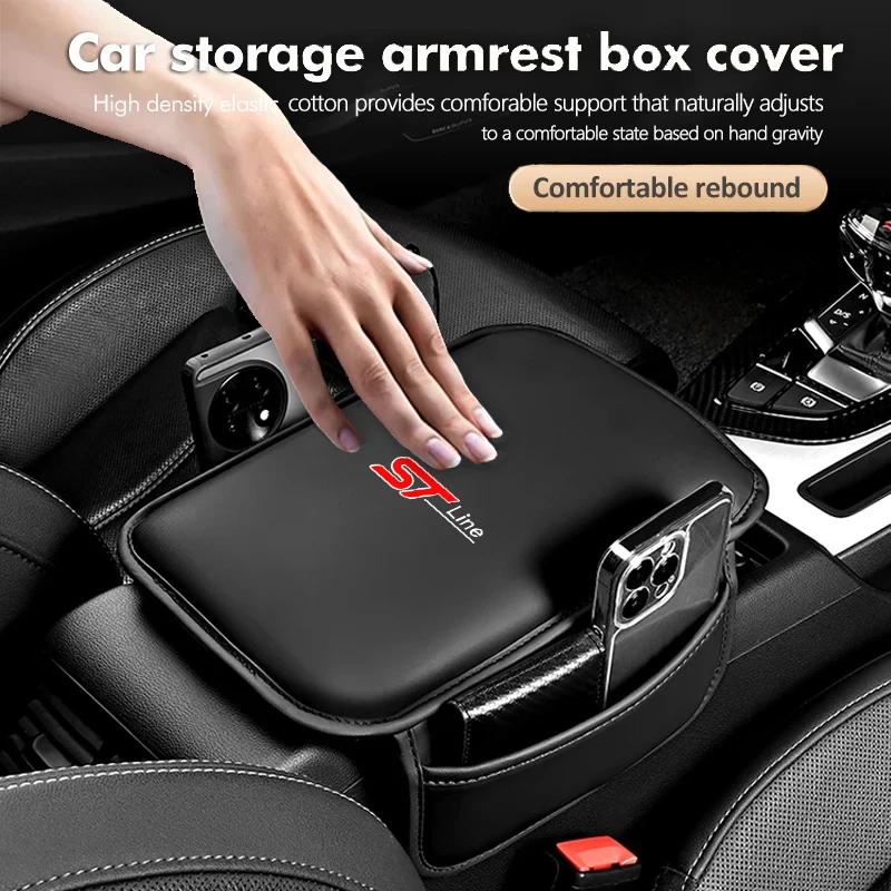 Car Armrest Box Pad Storage Bag Elbow Support Mat Leather For Ford F150 Ranger Fiesta Focus Transit Mustang Mondeo M